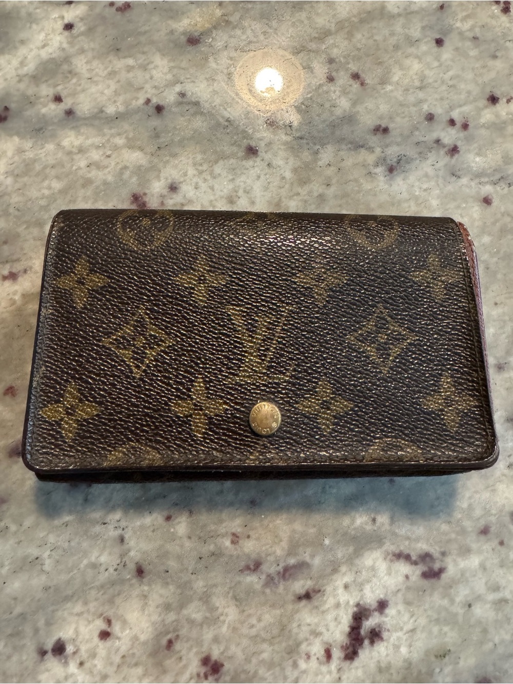 Louis Vuitton Brown Monogram Canvas Continental Wallet with Gold Accents